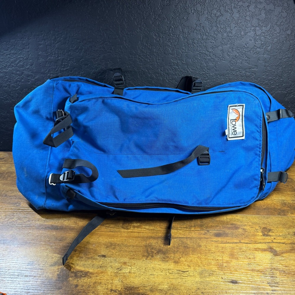 Lowe Alpine Systems Vintage Blue Nylon Convertible Backpack Duffel Bag Large